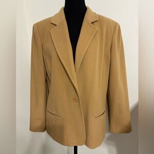 Kate Hill Wool Cashmere Blend Camel Blazer Women’s 12 Tailored Career Jacket